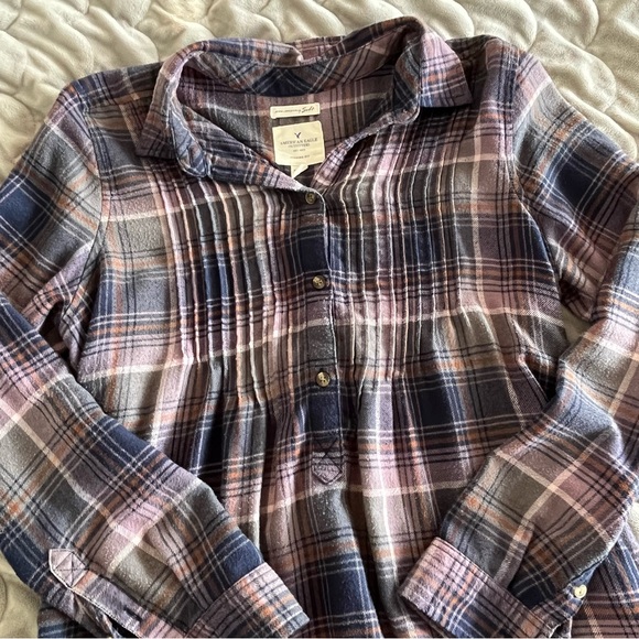 American Eagle Outfitters Medium Plaid Button Up Blouse - Picture 2 of 8